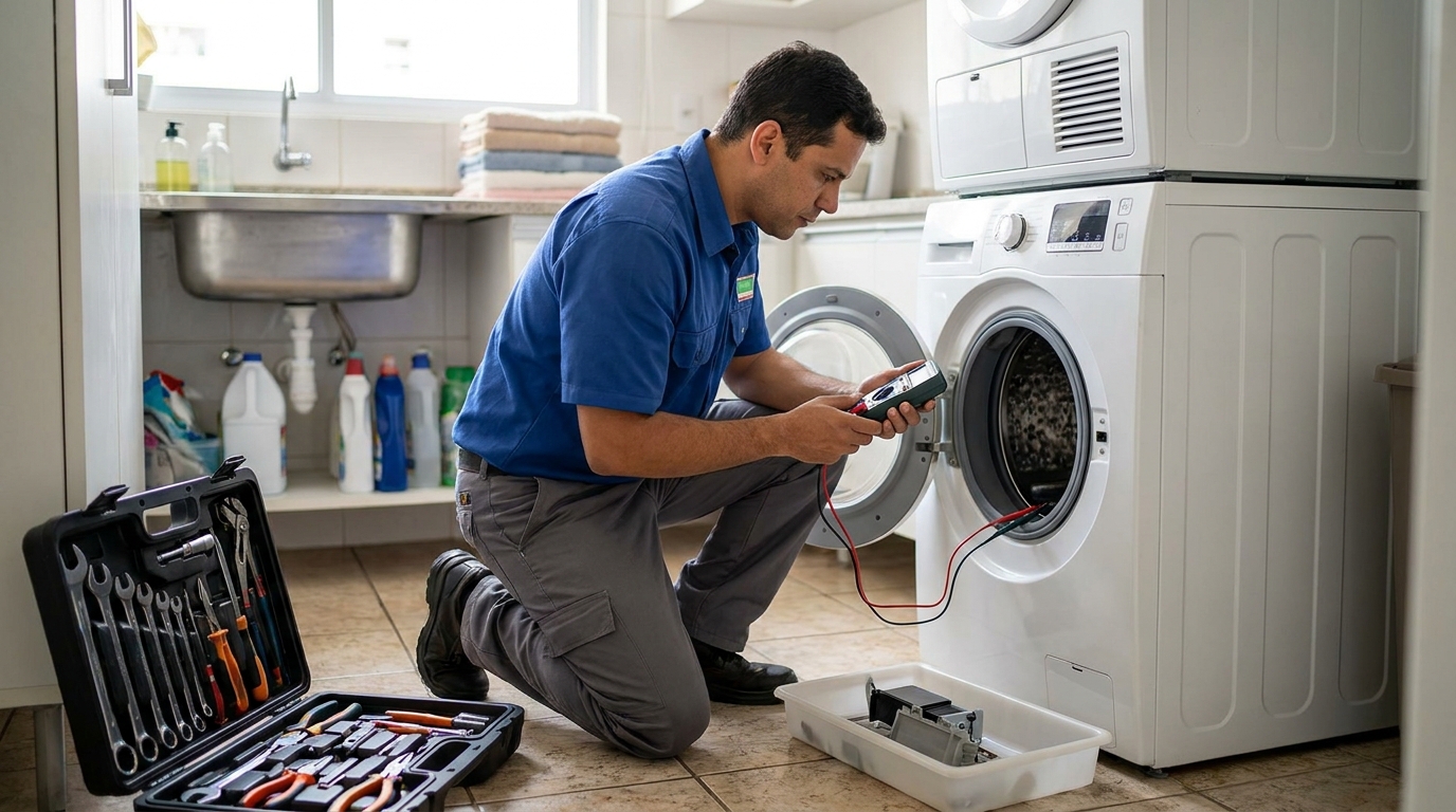 Reparo em placa eletrônica de máquina lava e seca no Bugio, Aracaju‑SE
